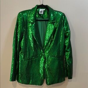 Queen of Sparkles Green Sequin Blazer